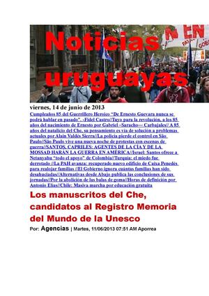 Noticias Uruguayas viernes 14 de junio del 2013