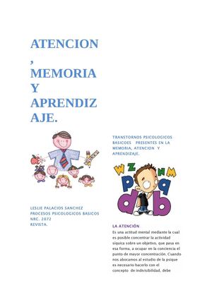Trastornos en el proceso básico de la atención, memoria y aprendizaje
