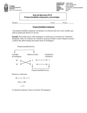 guía N°10 Proporcionalidad compuesta y porcentaje