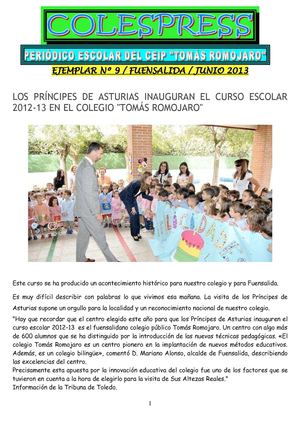 PERIÓDICO ESCOLAR JUNIO 2013. CEIP "TOMÁS ROMOJARO" FUENSALIDA