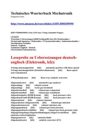 Kfz Technisches Woerterbuch (Textprobe Begriffe Automobiltechnik)
