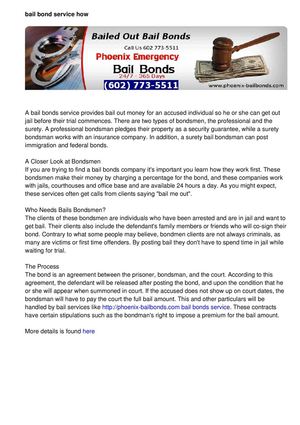 Bail Bond Service - How They Work for You 