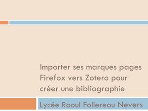 Exporter ses signets  Firefox vers Zotero