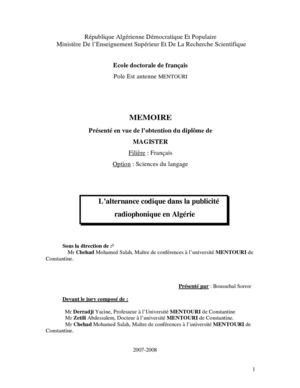 SOCIOLINGUISTIQUE MEMOIRE ALGERIE