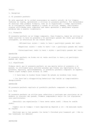 Present prefecto and irregular verbs