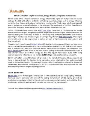 Strictly LED’s offers a highly economical, energy efficient LED lights for multiple uses