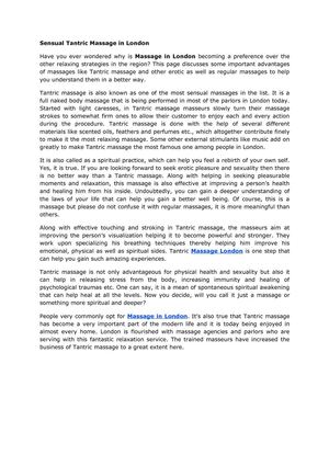 Sensual Tantric Massage in London