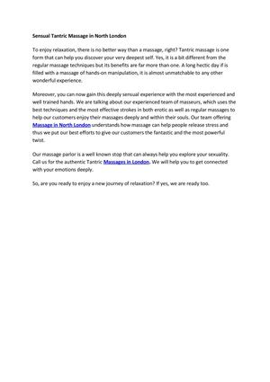 Sensual Tantric Massage in North London 