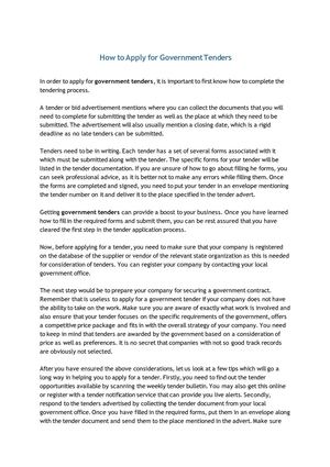 How to Apply for Government Tenders