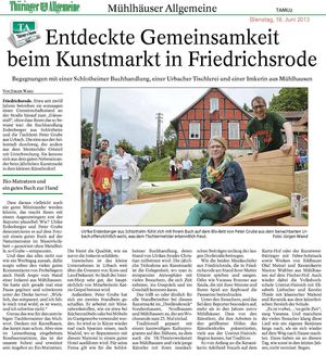 Entdeckte Gemeinsamkeit beim Kunstmarkt in Friedrichsrode