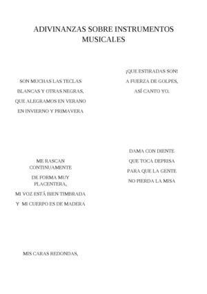 Adivinanzas sobre instrumentos musicales