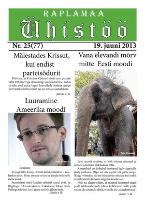 Raplamaa Ühistöö nr 25 (77), 19. juuni 2013