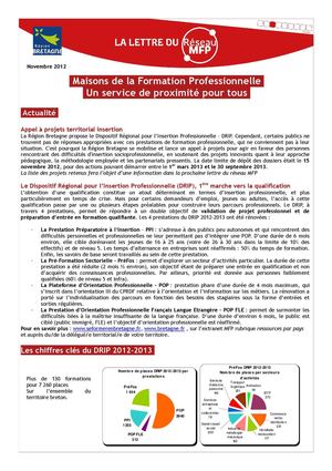 Lettre d'information réseau MFP - Novembre 2012