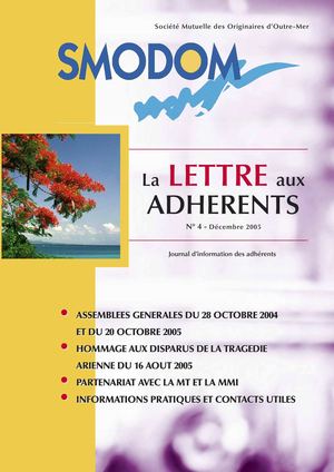 SMODOM - Lettre aux Adhérents n°04 - Décembre 2005