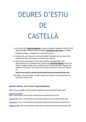 Deures Castellà Estiu 6è
