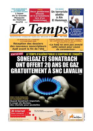 Le Temps d'Algérie Edition du Mercredi 19 Juin 2013