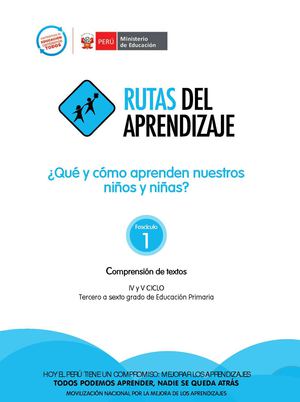 RUTAS DEL  APRENDIZAJE - COMPRENSIÓN DE TEXTOS  3° al 6° GRADO DE  PRIMARIA