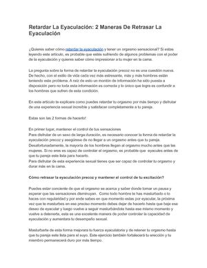 Retardar La Eyaculación: 2 Maneras De Retrasar La Eyaculación