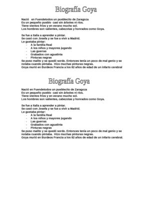 BIOGRAFÍA DE GOYA PARA NIÑOS