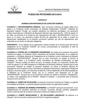 Pliego de Peticiones 2.013 - 2.014