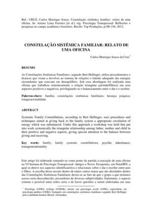 CONSTELAÇÃO SISTÊMICA FAMILIAR: RELATO DE UMA OFICINA