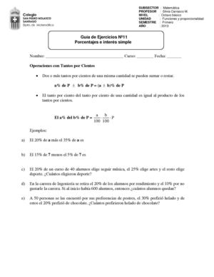 guía nº11 Porcentajes e interés simple