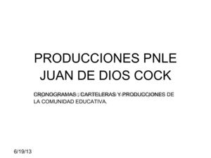 PUBLICACIONES DE PRODUCCIONES EN CARTELERA