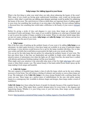 Tulip Lamps- For Adding Appeal to your Room