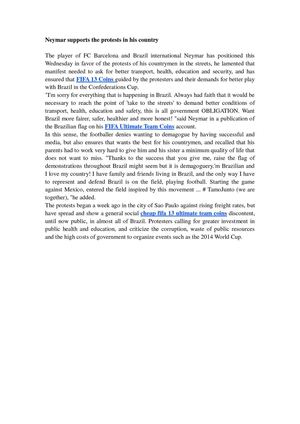 Neymar supports the protests in his country