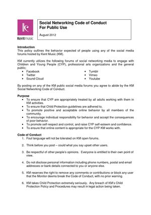 Kent Music Public User Social Networking Policy