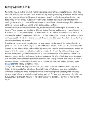 Binary Options Bonus