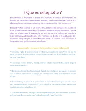 ¿ Que es netiquette ? 