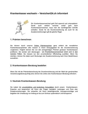 Krankenkasse wechseln – Versichert24.ch informiert