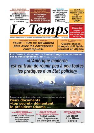 Le Temps d'Algérie Edition du Samedi 22 Juin 2013