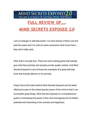 Mind Secrets 2.0 Exposed PDF Full Review 