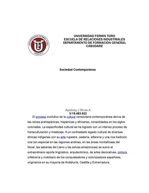 Sociedad Contemporanea Venezolana