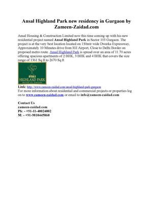 Ansal Highland Park Gurgaon