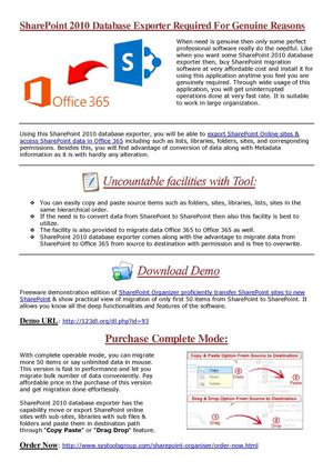 SharePoint 2010 Database Exporter