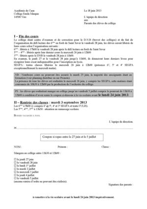 Information fin des cours