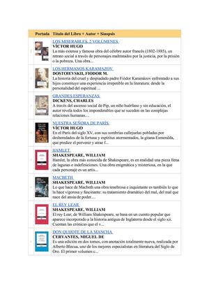 Clásicos para adultos y secundaria.