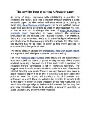The very first Steps of Writing A Research paper