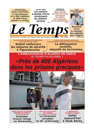 Le Temps d'Algérie Edition du Lundi 24 Juin 2013
