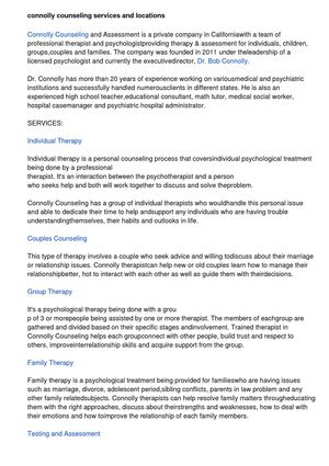 Connolly Counseling Services and Locations