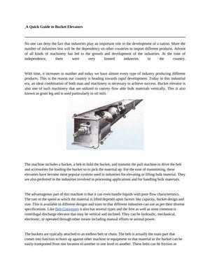 A Quick Guide to Bucket Elevators