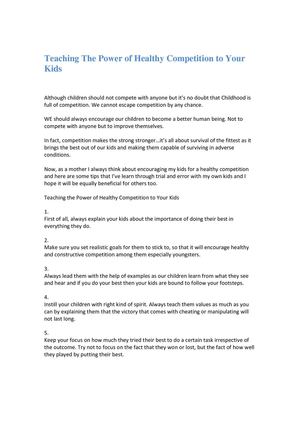 Teaching The Power of Healthy Competition to Your Kids