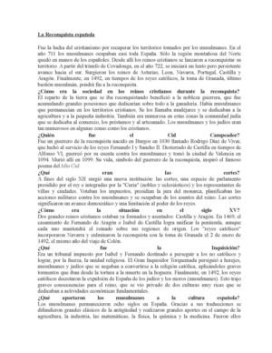 LA RECONQUISTA ESPAÑOLA