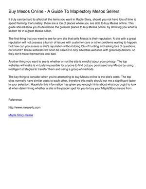 Buy Mesos Online - A Guide To Maplestory Mesos Sellers