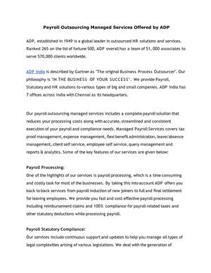 Payroll Outsourcing Managed Services Offered by ADP