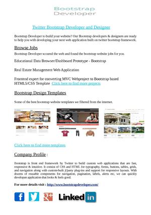 Twitter Bootstrap Developer and Designer