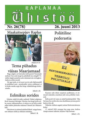 Raplamaa Ühistöö nr 26, 26. juuni 2013